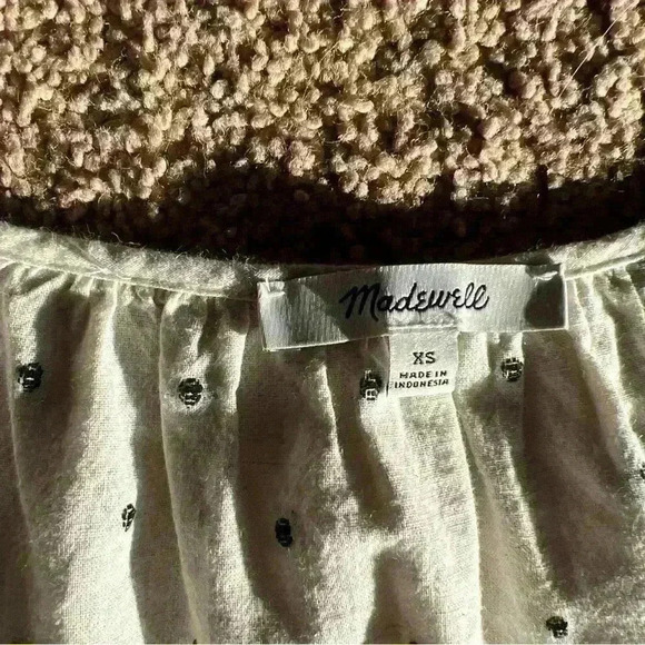 Madewell XS Cotton-Linen Lorelei Mini Dress in Clip Dot RETAIL $98 - Picture 4 of 9